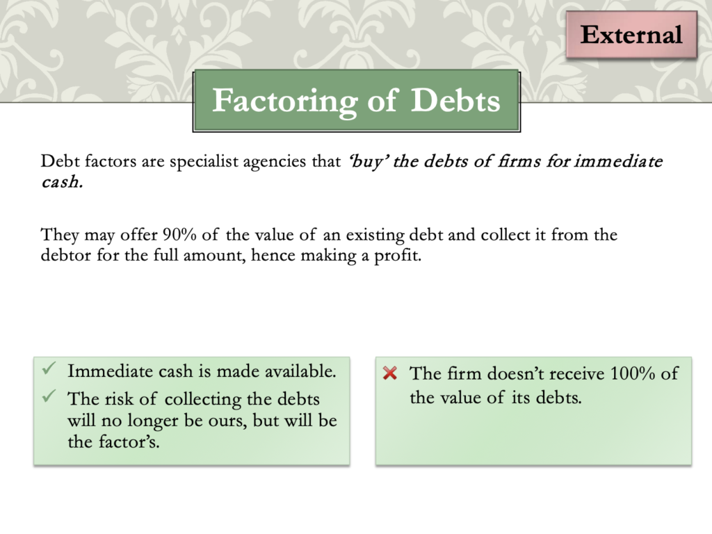 Sources of Finance Presentation Notes